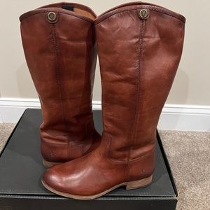 Frye Melissa Button Cognac Leather Tall Riding Boots Size 11